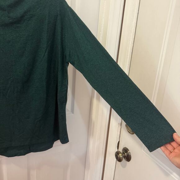 NWT Joan Vass LG mock neck jersey stretchy knit green tunic - Picture 3 of 9